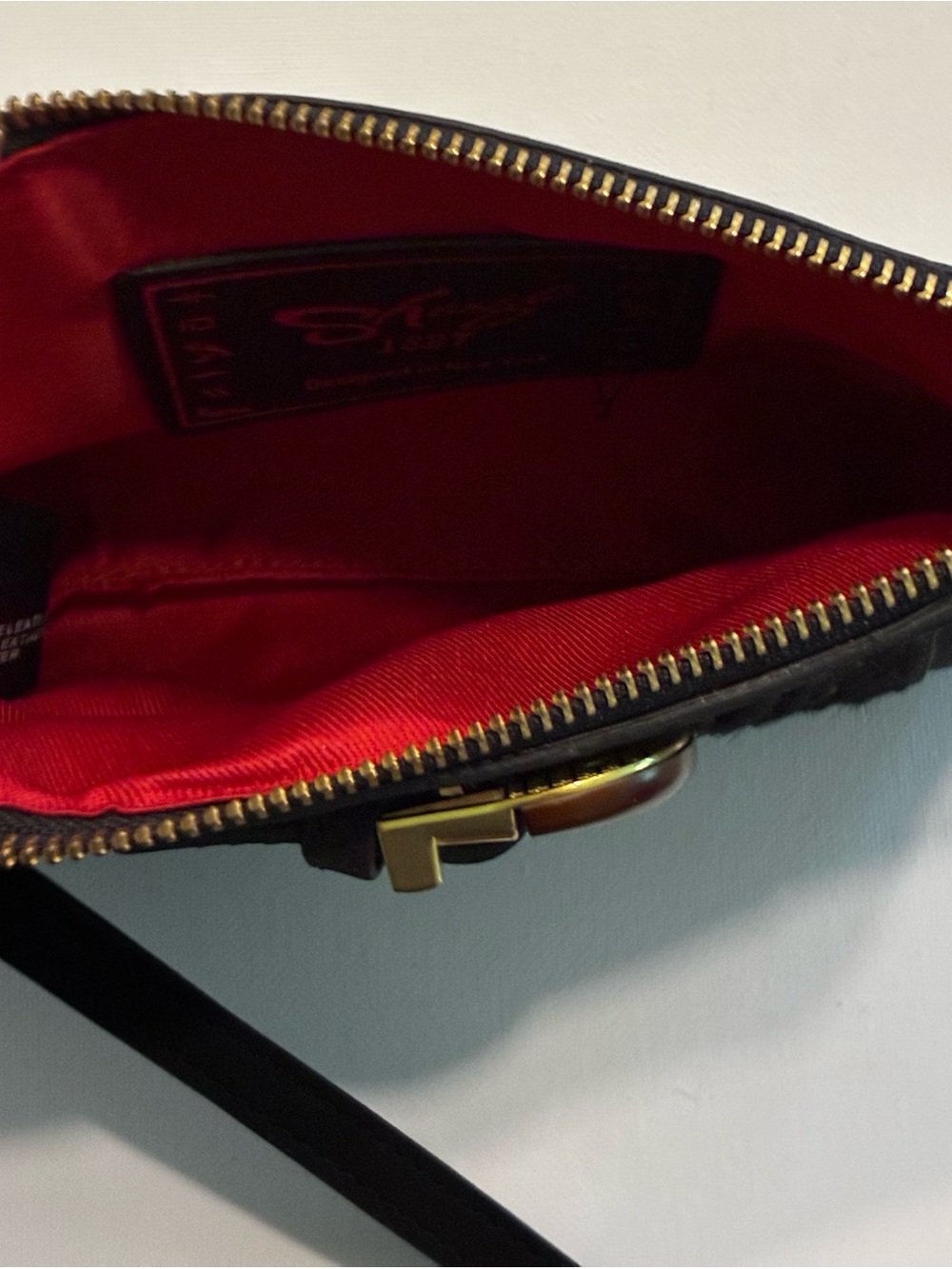 Sharif Legacy NWT Nubuck
Leather Wristlet Mini Bag Black &Gold - Picture 14 of 15